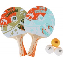 Sunflex Table Tennis Racket Set Lifestyle - 2 Rackets with 1.0mm Sponge, Pimples Inside + 3 Balls